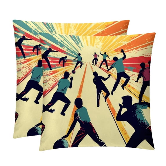 Bowling Throw Pillow Inserts Covers- Set of 2 Throw Pillows in Various Sizes (16x16, 18x18, 20x20 inches) with Stylish Patterns for Home Decor and Comfort - Pillow Inserts Included