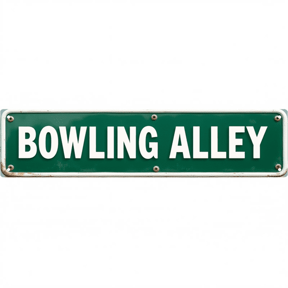Bowling Tin Sign 16x4 Inch Bowling Alley Design - Great for Game Room, Patio, Outdoor Sports Decor