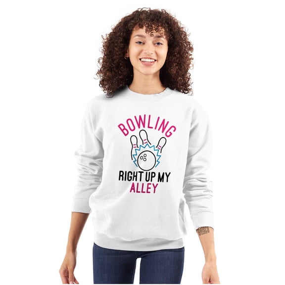Bowling Up My Alley Funny Novelty Women Plus Size Crewneck Sweatshirt Brisco Brands 3X