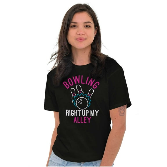 Bowling Up My Alley Funny Novelty Women's Graphic T Shirt Tees Brisco Brands L