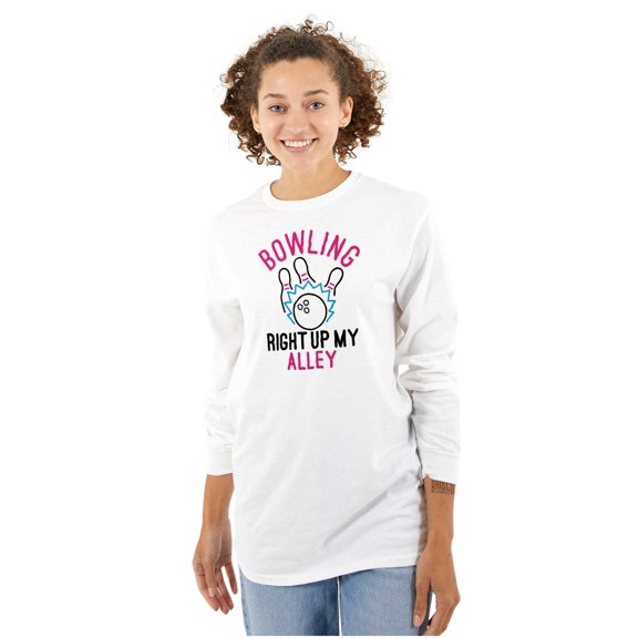 Bowling Up My Alley Funny Novelty Women's Long Sleeve T Shirt Brisco Brands S