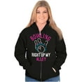 thumbnail image 1 of Bowling Up My Alley Funny Novelty Womens Plus Size Graphic Zipper Hoodie Brisco Brands 2X, 1 of 5