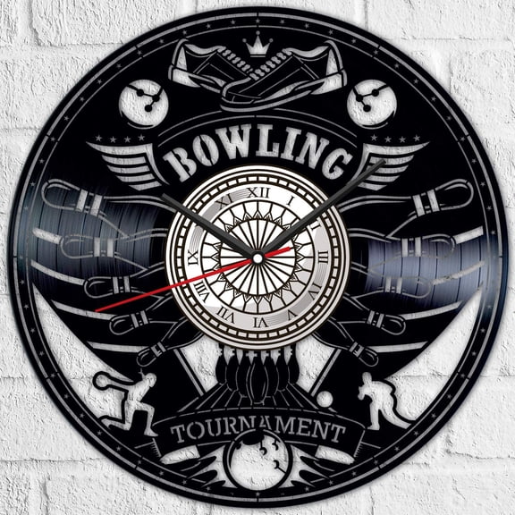 Bowling Vinyl Record Wall Clock Retro style Wall clock Silent Home Decor Unique Art Special Home Accessories Creative Personality Gift