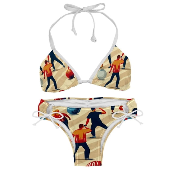 Bowling Women's Detachable Sponge Adjustable Strap Bikini Set Swimsuit - Two-Pack for Beach Pool Party