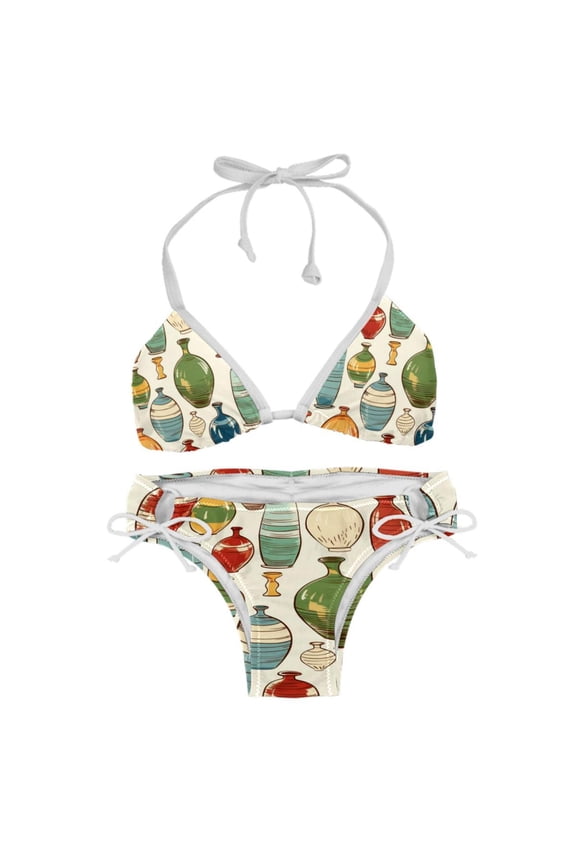 Bowling Women's Swimsuit Bikini Set, Detachable Sponge, Adjustable Strap, Two-Pack, Beach & Pool Ready