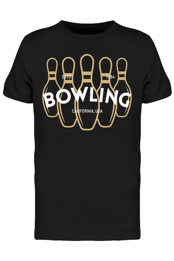 Bowling Yellow Pins Design T-Shirt Men -Image by Shutterstock, Male Large