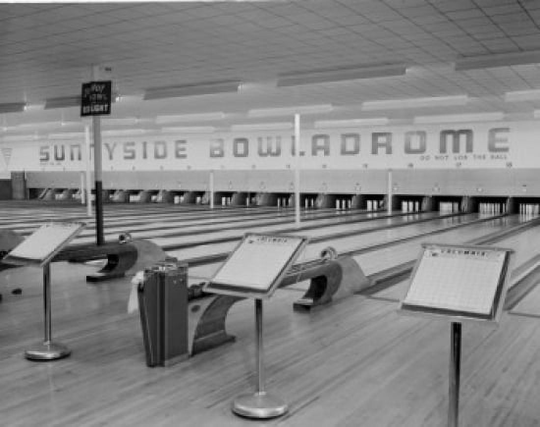 Bowling alleys with automatic pin setting machines Canvas Art - (18 x 24)