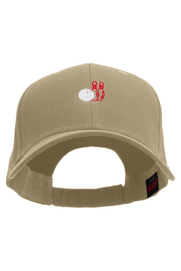 Bowling with Ball Logo Embroidered Low Profile Cap - Khaki OSFM