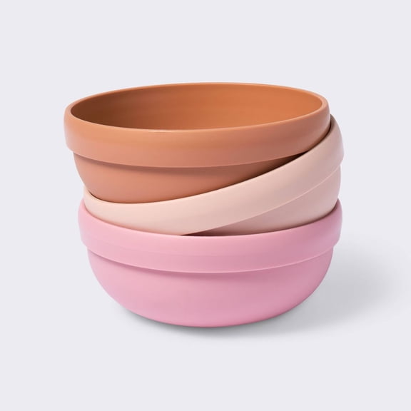 Bowls - 3pk - Rust/Pink - Cloud Island: Solid Pattern, 5" Diameter, Round Shape, Baby Bowls