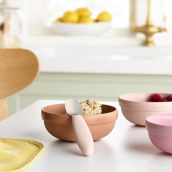 Bowls - 3pk - Rust/Pink - Solid Pattern, 5" Diameter, Round Shape, Baby Bowls