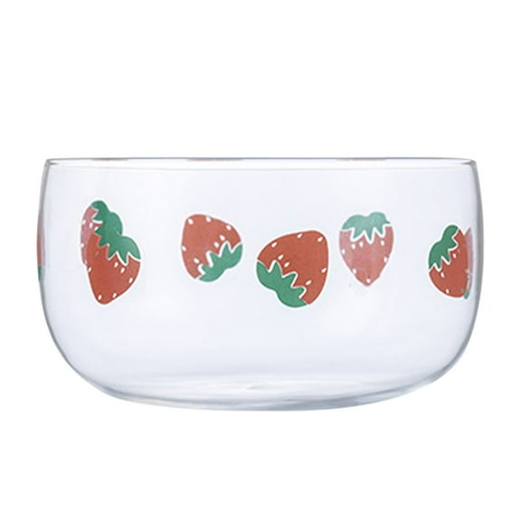 Bowls 500ml High Borosilicate Clear Glass Salad Dessert Bowl With Cute Strawberry Watermelon Orange Printing