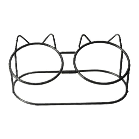 Bowls Raised Stand Tilted Cat Iron Elevated Pet black