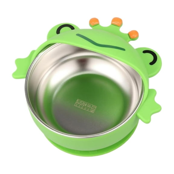 Bowls with Suction, Ongmies Baby Bowls with Suction 300Ml Stainless Kids Bowls with Silicone Cute Toddler Suction Bowls Removable Infants Food Feeding Bowls for Babies Toddlers Boys Girls, Green
