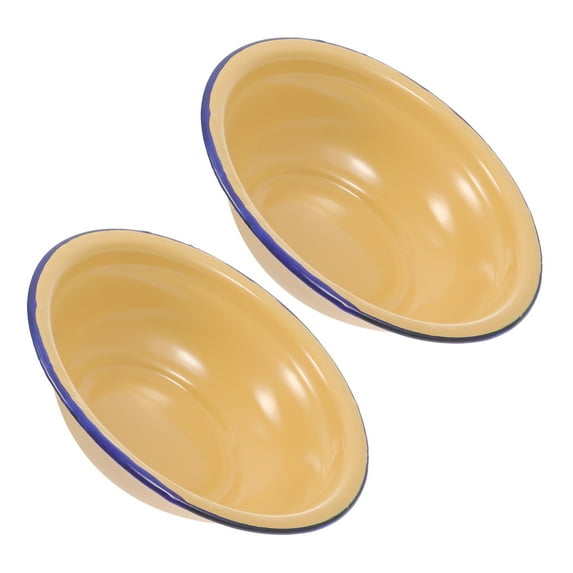 Houderco Chinese Enamel Bowls Vintage Design Home Use 2Pack 10.2x10.2x2.7in