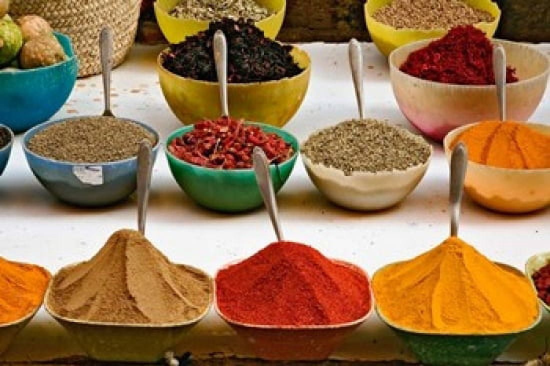 Bowls with Colorful Spices at Bazaar Luxor Egypt Canvas Art - Adam Jones DanitaDelimont (24 x 15)
