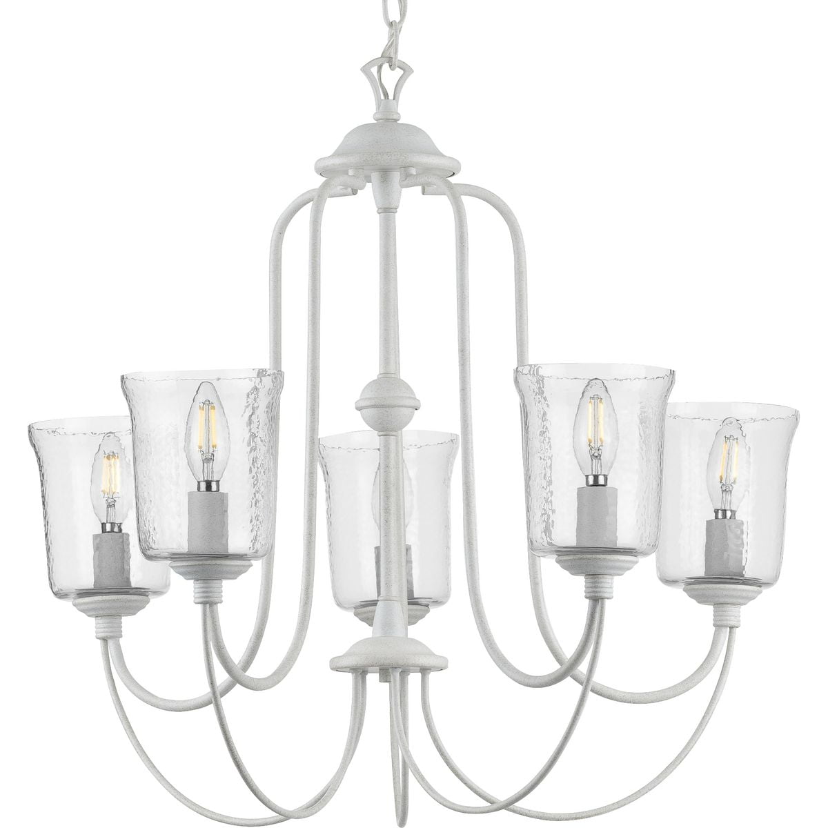Cottage White 5-Light Chandelier with Clear Glass Shades