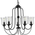 thumbnail image 1 of Bowman Collection Five-Light Matte Black Clear Chiseled Glass Coastal Chandelier Light, 1 of 2