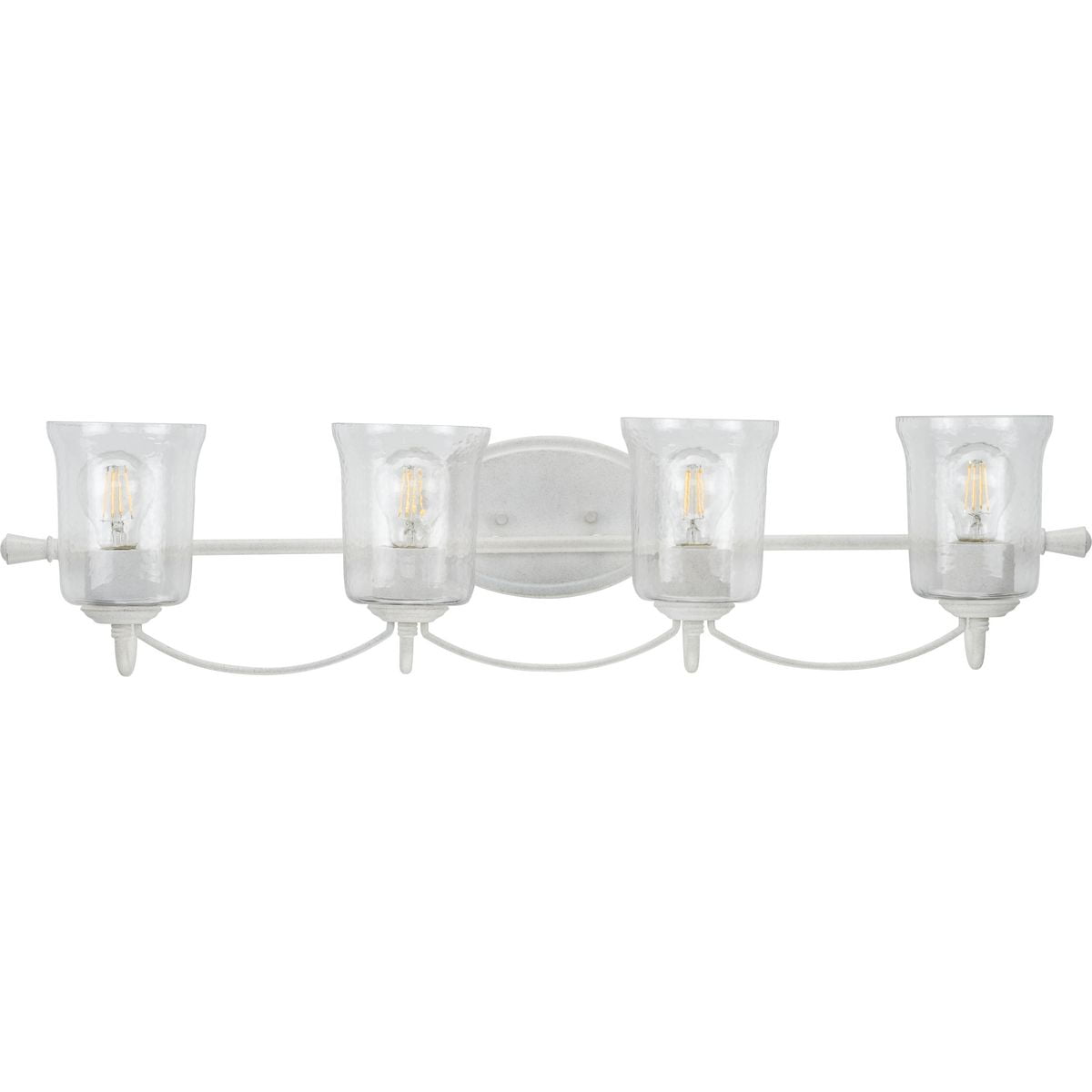 Bowman Cottage White 4-Light Vanity Fixture with Clear Glass Shades