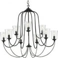 thumbnail image 1 of Bowman Collection Nine-Light Matte Black Clear Chiseled Glass Coastal Chandelier Light, 1 of 1