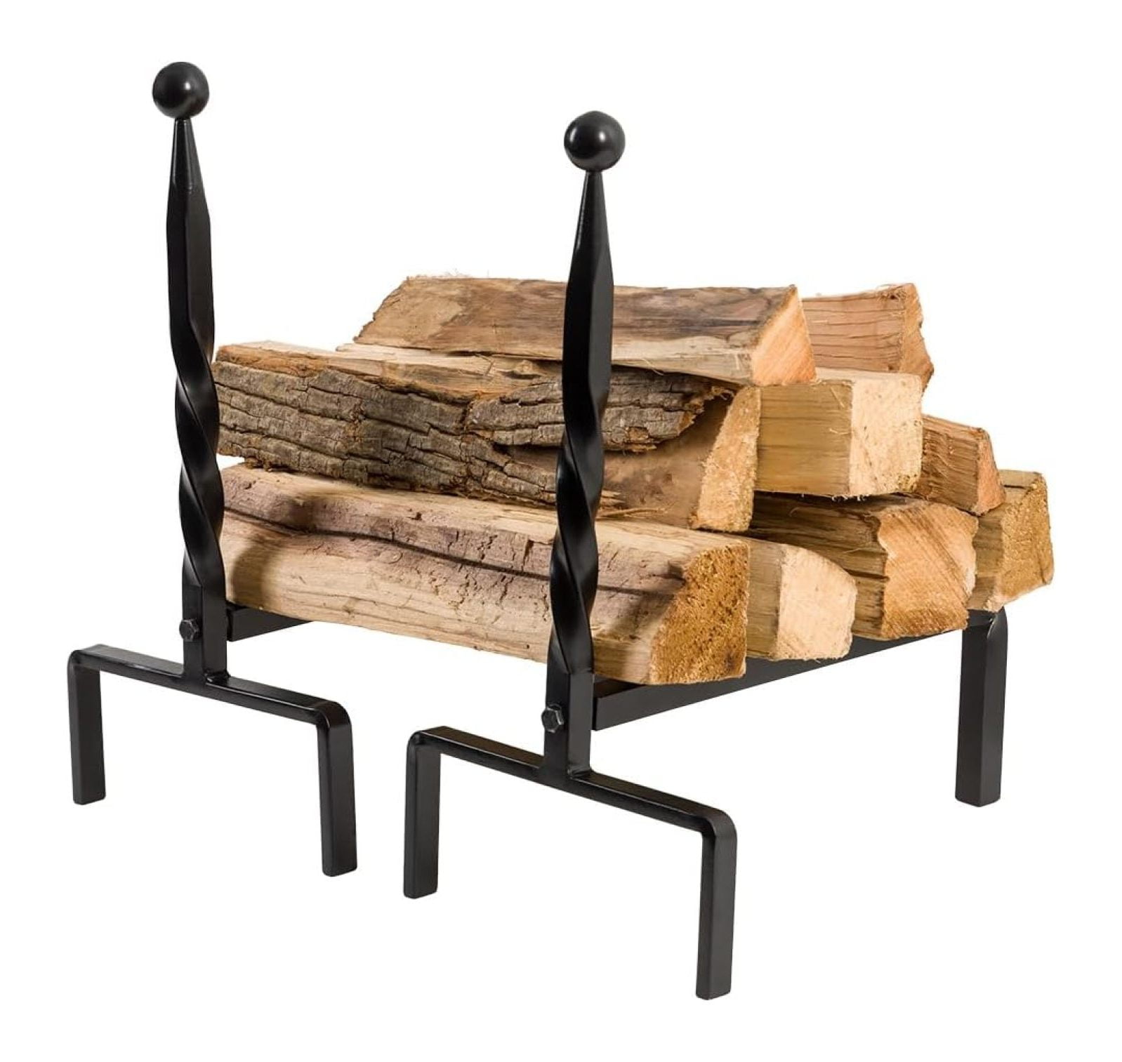 Bowmore Andirons in Black - Set of 2 Andirons - Steel Construction, Durable and Fire Resistant