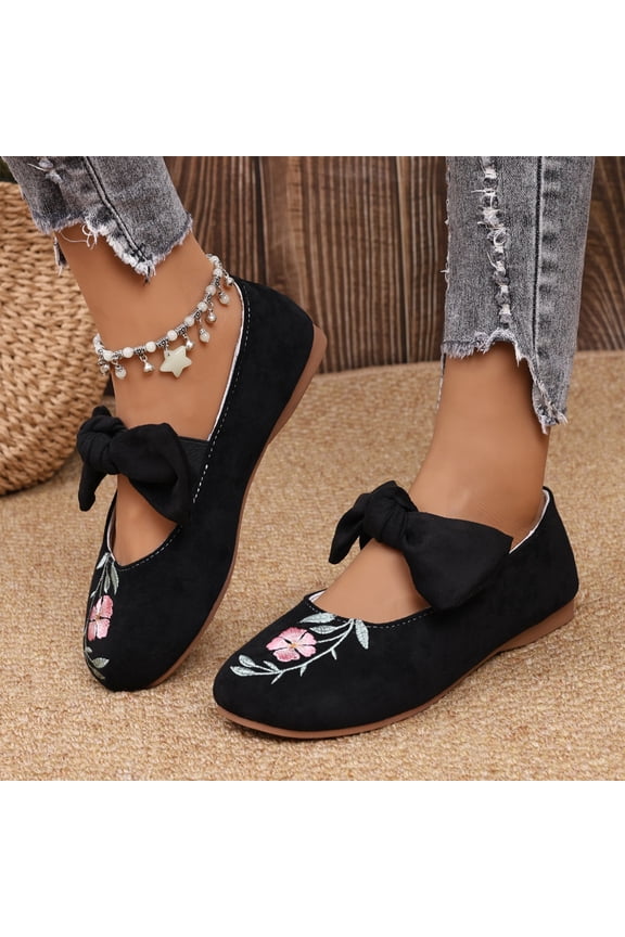 Bownot Mary Jane Sneakers for Women, Women's Bownot Ankle Straps Flats Shoes, Flat Shoes Dressy Ballet Flats With Stretch Ankle Straps Square Toe Slip On Walking Shoes Yoga Flat Shoes, Black 6.5