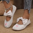 thumbnail image 1 of Bownot Mary Jane Sneakers for Women, Women's Bownot Ankle Straps Flats Shoes, Flat Shoes Dressy Ballet Flats With Stretch Ankle Straps Square Toe Slip On Walking Shoes Yoga Flat Shoes, White 6.5, 1 of 8