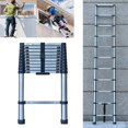 thumbnail image 1 of Bowoshen 10.5Ft/3.2M Extendable Stainless Steel Ladders Telescopic Folding Extending Portable 11 Steps Loft Extension Ladder DIY Multi Purpose Ladder,BS1, 1 of 7
