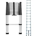 thumbnail image 1 of Bowoshen 12.5FT Stainless Steel Telescopic Ladder Foldable Telescoping Extension Ladder Loft Ladder 330lb Load,for Cleaning Gutter,Housework EN131,BS1, 1 of 8