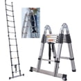 thumbnail image 1 of Bowoshen 12.5Ft Stainless Steel，Non-Slip Folding Telescoping Ladder with Foot Pad Multi-Use Retractable Extension Step Loft Ladder, 330lbs Load Capacity,BS1, 1 of 5