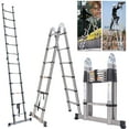 thumbnail image 1 of Bowoshen 12.5Ft Stainless Steel, Non-slip Folding Telescoping Ladder with Foot Pad Multi-Use Retractable Extension Step Loft Ladder, 330lbs Load Capacity,BS1, 1 of 5