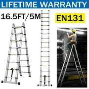 Bowoshen 20.3FT/16.5Ft/14.4FT/12.5Ft/10.5ft Aluminum Thicken Ladder, Non-Slip Folding Telescoping Step Ladder Loft with Foot Pad Lightweight Multi-Use, 330lbs Load Capacity