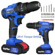 Bowoshen 21V Max Electric Screwdriver Cordless Drill Driver Tool Li-Ion Battery 3/8 Inch