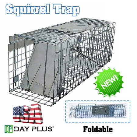 Bowoshen 24" Humane Animal Trap Steel Cage Large for Live Rodent Control Rat Squirrel Raccon