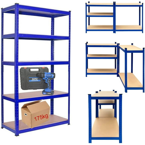 Bowoshen (27.5W x 12D x 59H) Shelf Shelving Units Garage Storage Shelves,Blue