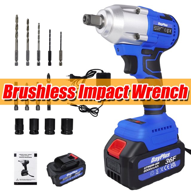 Bowoshen 420Nm 21V Electric Cordless Impact Ratchet Wrench Gun Driver Drill Tool Set