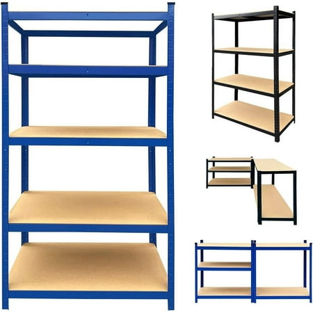 Bowoshen 5-Tier 28" W x 12" D x 59" H - Blue Adjustable Storage Shelving Unit,Heavy Duty Organizing Shelf Metal Utility Rack Boltless Shelves for Kitchen,Pantry,Closet,Garage,Office