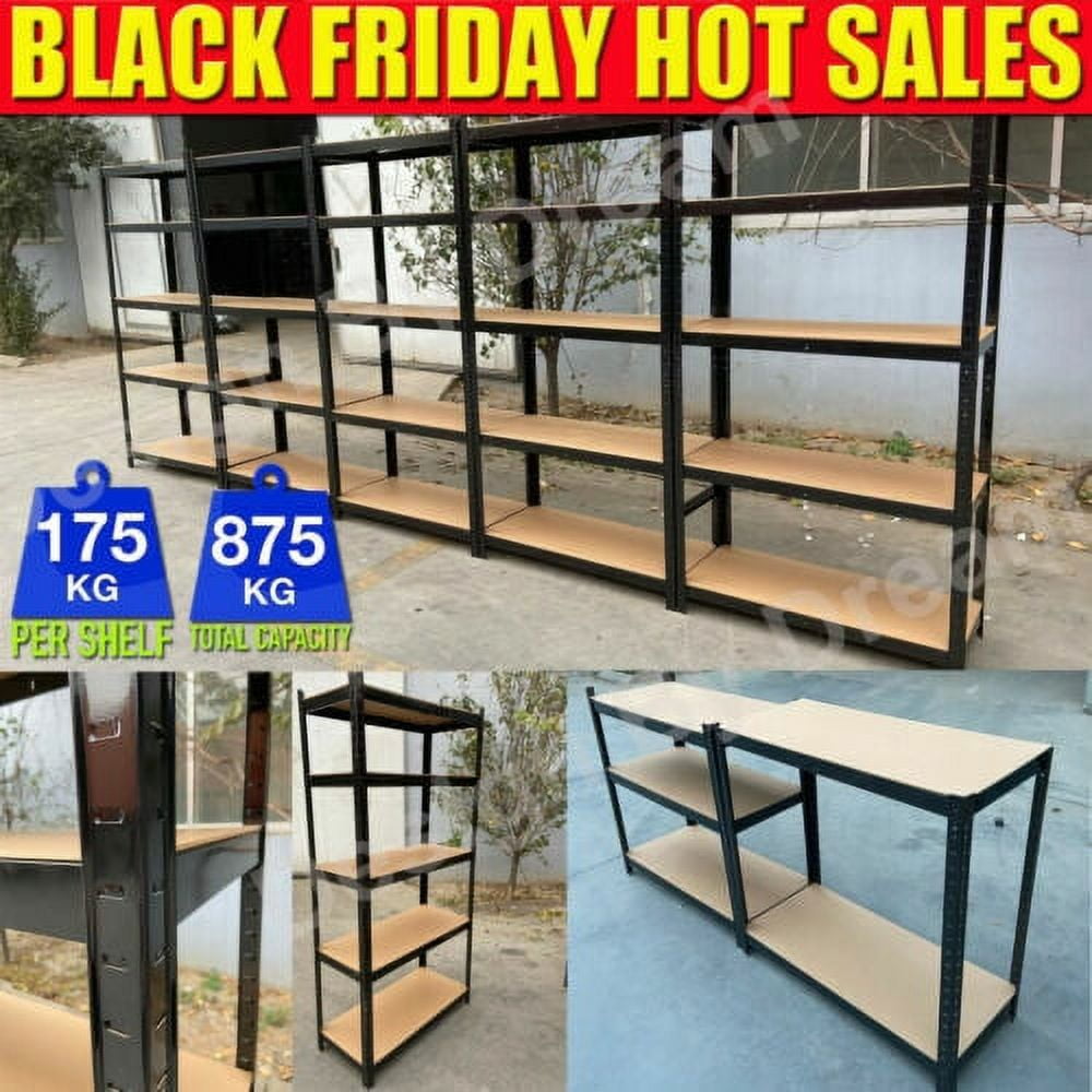 Bowoshen 5Tier Heavy Duty Metal Shelving, 80" x 40" x 20" Racking Storage Unit, Black (386LB