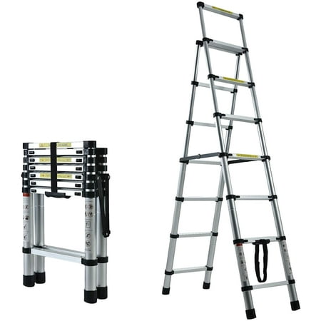 Bowoshen 6.6ft + 7.5ft, 7+6 Steps Ladder Folding Lightweight High Quality Aluminum Ladders Maximum Loading 150kg