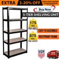 thumbnail image 1 of Bowoshen 70"H x 35"D x 16"W H 5-Tier Shelf Steel Metal Shelving Shelves Shed-Large, 1 of 8