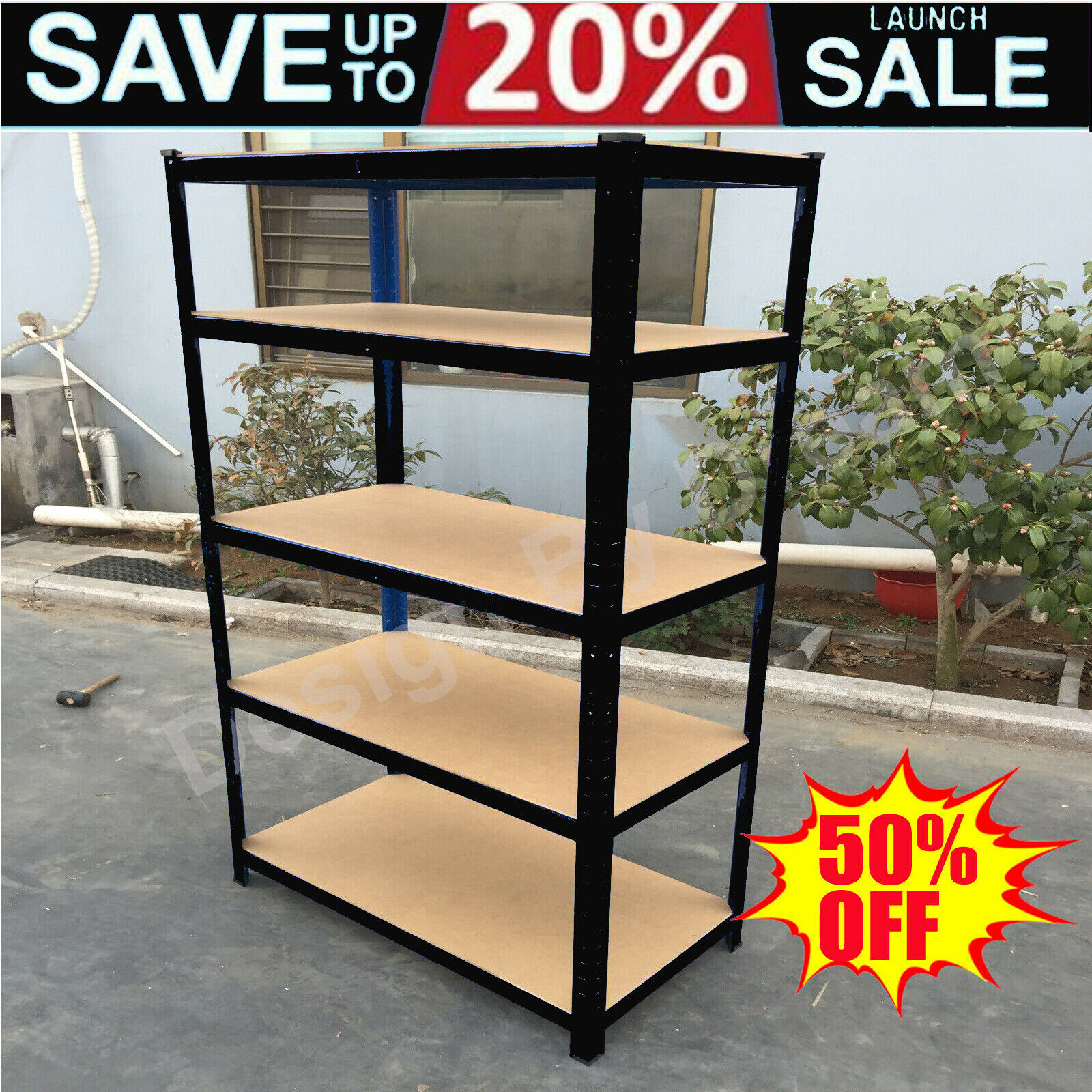 Bowoshen 80" x 40" x 20" Shelf Heavy Duty Garage Steel Metal Storage 5
