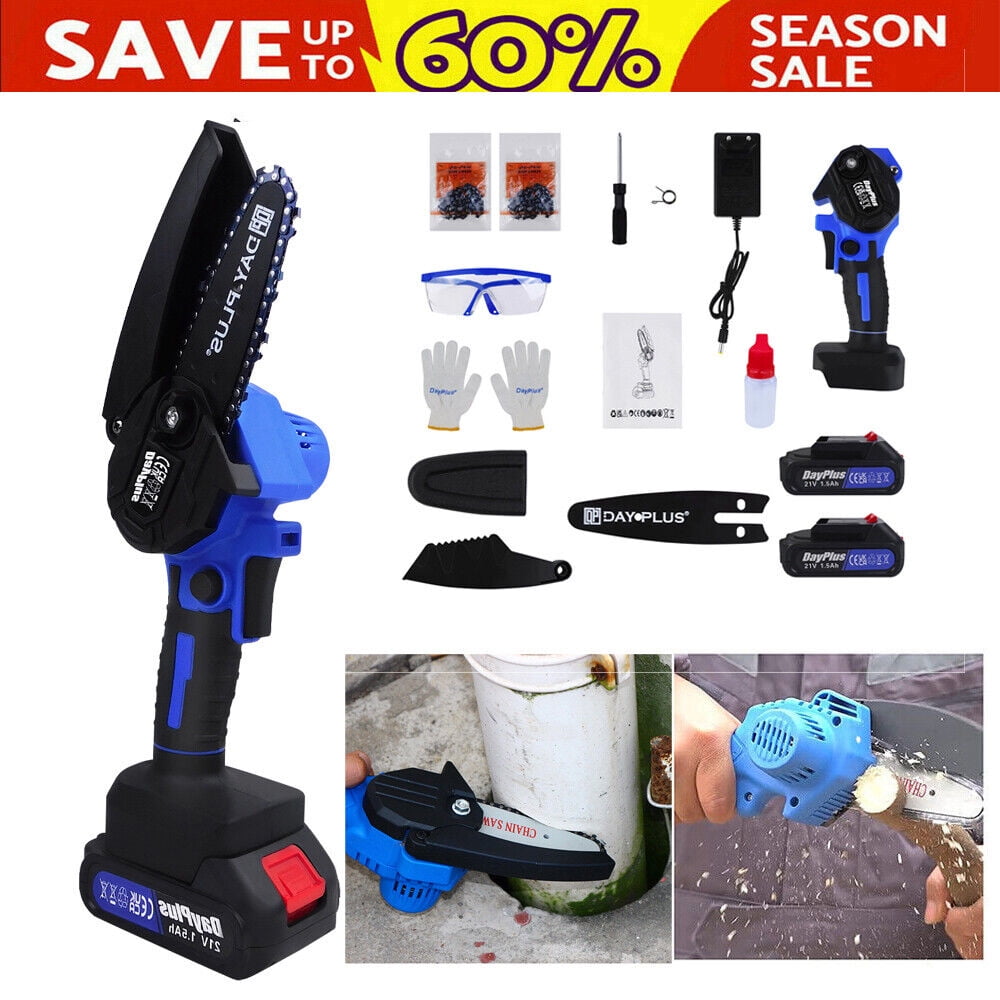 Bowoshen Battery Chainsaw,Mini Electric Chainsaw With 1PC Battery&Charger,4Inch Single-Handed Electric Wood Pruning Saw,Rechargeable Portable For Garden