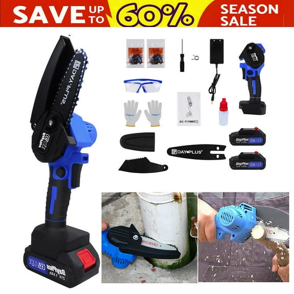 Bowoshen Battery Chainsaw,Mini Electric Chainsaw With 1PC Battery&Charger,4Inch Single-Handed Electric Wood Pruning Saw,Rechargeable Portable For Garden