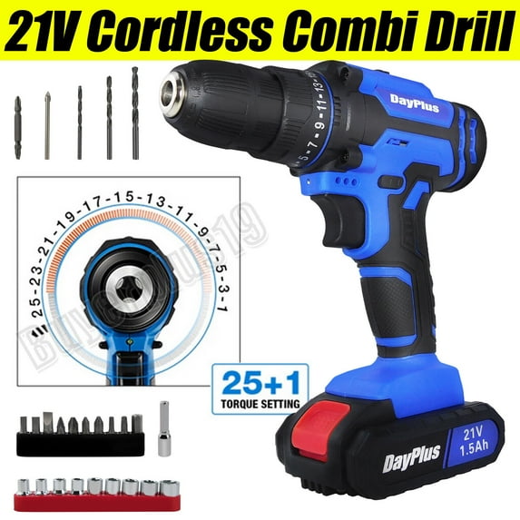 Bowoshen Cordless Drill W/ Battery & Charger Impact Drill Set for Home Power Drill Drive