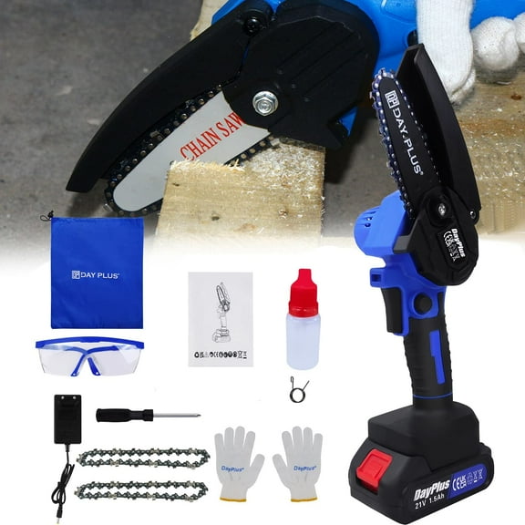 Bowoshen Mini Chainsaw 4 Inch with 1×1.5Ah Battery & 2 Chain,for Cutting Wood Branches