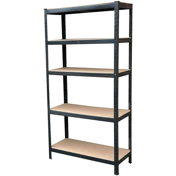 Bowoshen Steel Shelving Units For Workshop, Garage, Kitchen Storage Shelves Shed Boltless Racking, H 70"xW 35"xD 16" 5 Tier,Capacity 875KG, Metal Black
