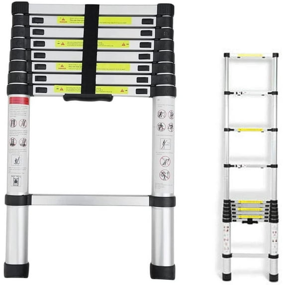 Bowoshen Telescoping Ladder 8.5Ft Aluminum Folding Ladder 330lbs Max Load Lightweight Portable DIY Ladder for Home, Office