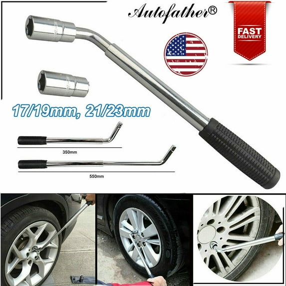 Bowoshen Universal Extendable Lug Wrench (17/19/21/23MM) + 2 Ton Scissor Jack Hand Screw Spare Tire Repair Tool Kit for Cars Vans Trucks Trailers