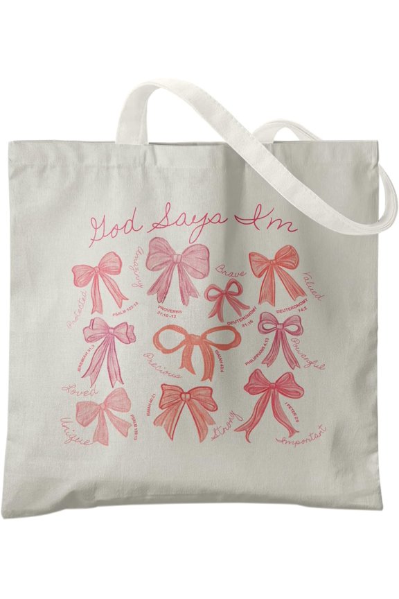 Bows Canvas Tote Bag,  Bag For Women,  Tote Bag