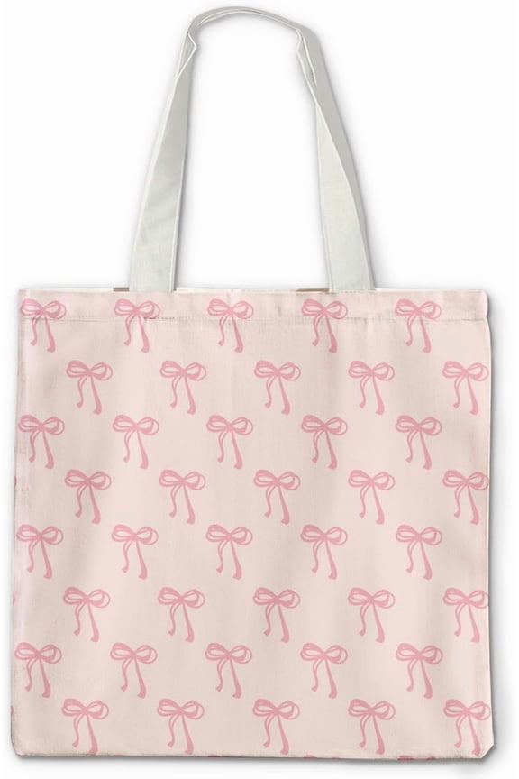 Bows Canvas Tote Bag - Cute Gifts for Women girls, Preppy Bow Bag for Shopping Work