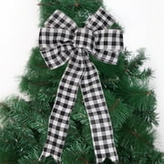 Bows For Christmas Tree,Black White Buffalo Plaid Bow Christmas Wreath Holiday Crafts Ribbon Bowknot Ornaments for Christmas Tree Topper Front Door Wedding Party Decorations